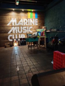 Photograph of the music area in the Marine Bar